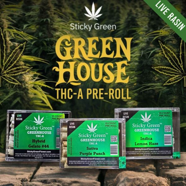 Sticky Green Greenhouse THC-A Pre-Rolls 25ct (Green House)