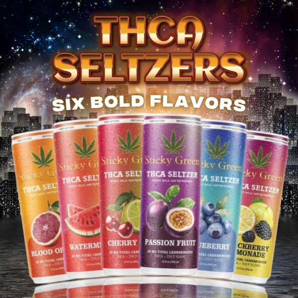 Sticky Green THCA Seltzer 20MG THC-A + THC-P Blend Pack of 4 Can 12 fl oz (355ml)