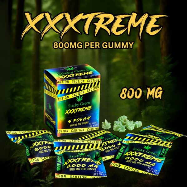 Sticky Green XXXTREAM KO Blend D8+THCP+HHC 800MG per Gummy 50 count
