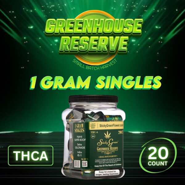 Sticky Green 1gm Greenhouse Reserve Small Batch Harvest Flowers 20ct (Greenhouse Reserve)