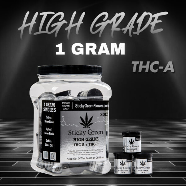 Sticky Green Indoor AAA+ Flower 1gm 20CT Jar (THCP Flowers)