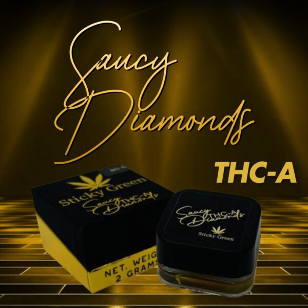 Sticky Green Saucy THC-A Diamonds 2gm 9 in a Box