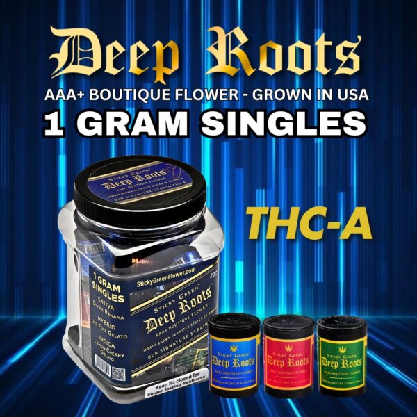 Sticky Green THC-A, AAA+ Boutique Flower 1gm - Deep Roots